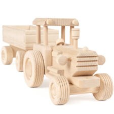 großer Holz Traktor mit Anhänger Trecker Kinderspielzeug Sankasten Holzspielzeug