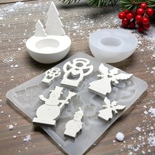 Teelichthalter Gießform Set - Silikon Einsetzer Figuren Resin Raysin Weihnachten