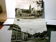 Stralsund. 2 x Alte Ansichtskarte / Postkarte s/w, gel. 1965 u. 1968. 1 x Bahnho