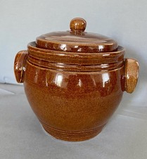 Einlegetopf Gurkentopf mit Deckel, Keramik, Braun, Glasiert, Neuwertig H 23 cm