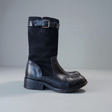 Schwarze Diesel Stiefel biker boots Gr. 37 Leder Wildleder