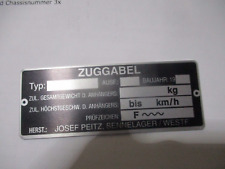 Typenschild Schild Josef Peitz Zuggabel  Anhänger Deichsel oldtimer Traktor LKW