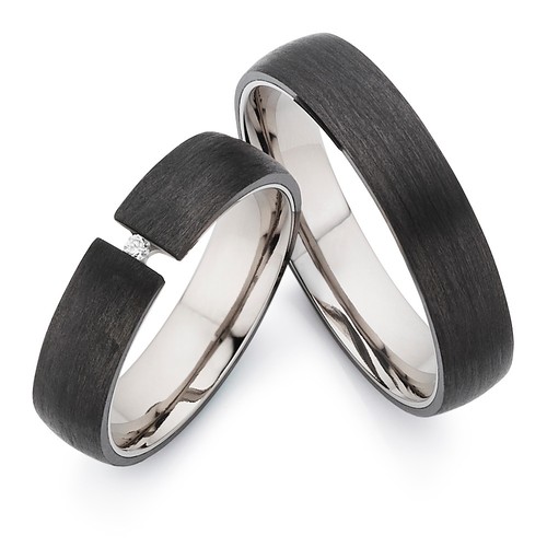 Trauringe titan carbon diamant - titan,