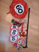 Geburtstag 60 Set Deko Luftballon,  Streudeko, Girlande, Gehstock, Untersetzer