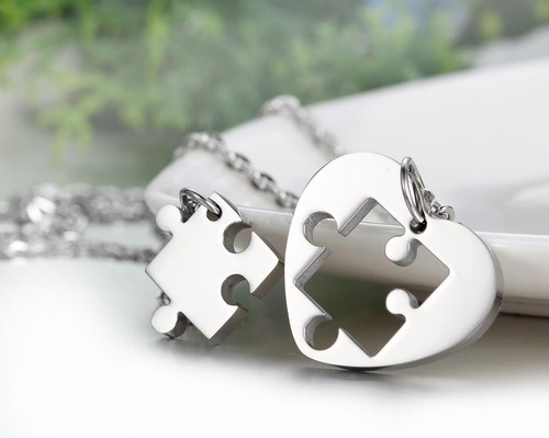 Edelstahl partnerkette herz - edelstahl,