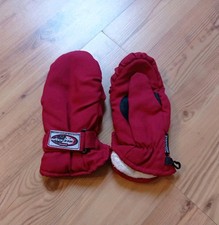 THINSULATE Thermal Insulation Handschuhe Fãustlinge Gr.5 rot gefüttert Klett