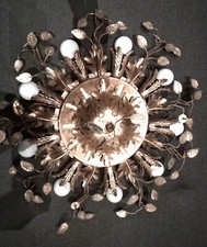 Banci Firenze Deckenlampe, Metall, ital. Design, Blätter, vintage, gold