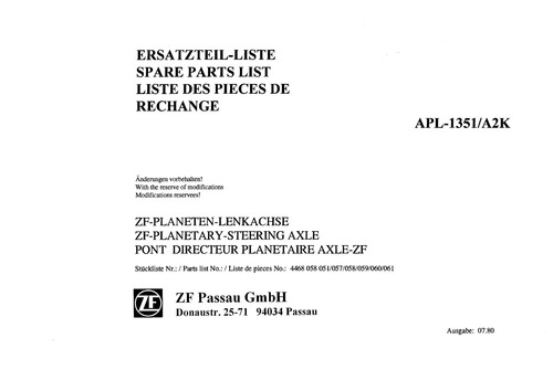 Ersatzteilliste allradachse - allradachse, zf