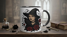 Gothic Tasse Hexe Rabe Rosen