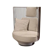 Wittmann Sessel Paradise Stoff Montana Snow Weiß Beige Gestell Messing 