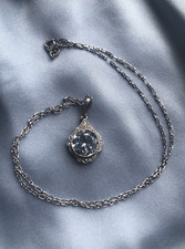 Art déco Anhänger antik aus Silber 935 mit blauem Stein und Kette Silber 925