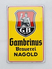 Emailschild Gambrinus Brauerei Nagold Bier - 48x31cm - Original um 1950