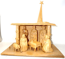 Krippe Krippenfiguren geschnitzte Figuren Weihnachtskrippe Holz DDR Erzgebirge /