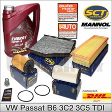 für VW Passat 3C B6 1.9 & 2.0 TDI | Inspektionspaket Filterset 5L MANNOL 5W30 Öl