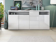 Highboard 200cm Sideboard Kommode Hochschrank Weiß Hochglanz Schwarz KAPSTADT