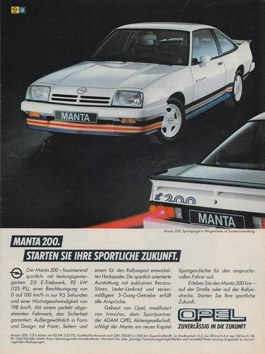 Opel manta 200 - manta, reklame