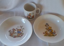 Kindergeschirr Seltmann Weiden 70er Jahre - Bären - 2 tiefe Teller - 1 Tasse
