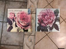 2 Stück Bilder Rosen Blumen Kunst Wandbild auf Leinwand 30 cm 30 cm Rosenbild