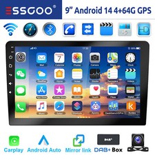 9 Zoll DAB+ Android 14 4+64G Carplay Autoradio 2 DIN Navi RDS Bluetooth WIFI Kam