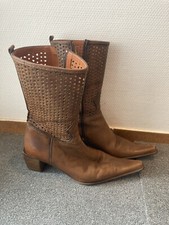 Damen Stiefel Stiefeletten Cowboy Boots Western Gr. 38 1/2, braun, Leder Vintage