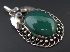 Anhänger Silber 830 Georg Jensen Dänemark No 23 mit Chrysopras Edelstein