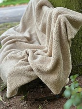 100 % WOLLE Schafwolldecke Merino Plaid  160 x 220 cm Beige 