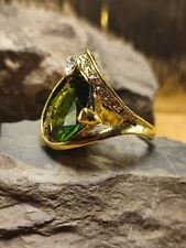 Damen Cocktail Cluster Ring in Gold Gr 60 im zeitlosen Retro Design tiefgrün