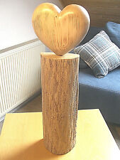Deko-Stele,Holz-Scheit Eiche,Herz Fichte, komplett masiv, Handarbeit, Höhe 66 cm