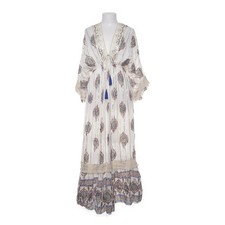 Maxikleid, Größe: M, Weiß/Blau/Mehrfarbig, Viskose, Damen #8nm