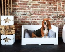 Tolles Hundebett aus Holz mit Polsterung Holzsofa Haustier Hund DIY Holzkiste