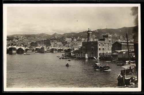 Ansichtskarte genua hafen - ansichtskarte,