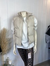 kurze Kunstlederweste Puffer Weste Beige Gr. L 38 40 42 Fake Leather Onygo