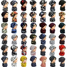 Mütze+Schal Set Multifunktionstuch Schlauchschal Beanie Ski Winter Woll Mütze 