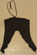 Neckholder Top, Zipfelsaum, bauchfrei in Schwarz - Größe L - Länge 43/70 cm