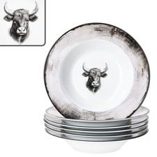 6x Toro Suppenteller 200ml Porzellan 6 Pers tiefe Teller Pasta Kuh rosa Landhaus