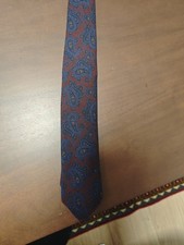 Cesare Attolini Burgund (Dunkel), Blau, Paisley Wollkrawatte