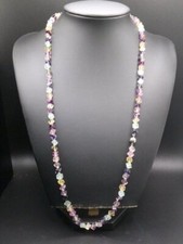 GOLDJUNGE69 GJH * EDELSTEIN LANGE HALSKETTE MULTI FLUORIT WÜRFEL BUNT LILA-GRÜN-