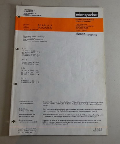 Teilekatalog/Ersatzteilliste