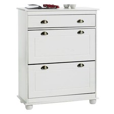 Schuhschrank Schuhkipper Kommode Holz Kiefer massiv weiss natur Diele Flur