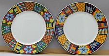 HW Heinrich Winterling Dessina  KARIBIK  2 Speiseteller  Ø ca. 26 cm  rot & gelb