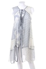 HEBBEDING Silk Blouse Print 2 = D 36 blue grey