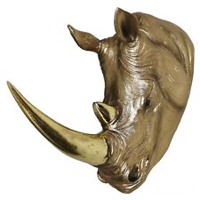 Nashorn Wanddeko 26cm gold Kopf zum Hängen Schädel Afrika Nashornkopf Dekofigur