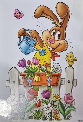 Ostern fensterbild bunt - xl,