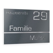 Graviers Haus Nr. Straße Name Schild Edelstahl Anthrazit anpassbar Hausschild