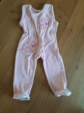 Strampler, Einteiler, Gr. 74/80, mit Fuß, armfrei, rosa, Motiv: mit 2 kl. Hunden