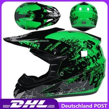 Grün Crosshelm Unisex Graffiti Universal Kinderhelm Motocrosshelm Brille