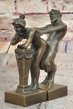 Vintage Bronze Dekor Faun Satyr Buchstützen Hot Guss Vienna Skulptur von Bergman