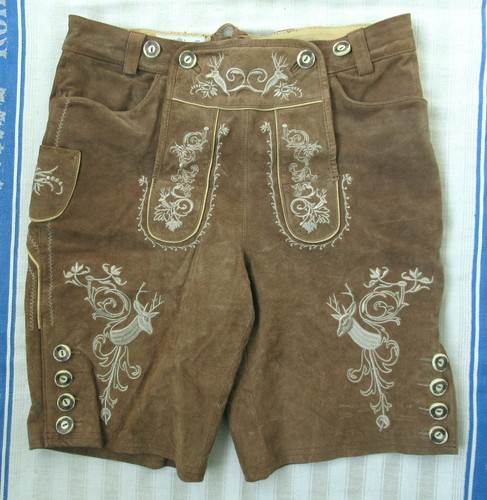 Bestickte braune lederhose - bestickte,