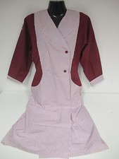Damenkittel Kittelkleid Kittel  Berufskleidung  Gr. XXS  weinrot gestreift *16*