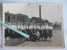Foto Postkarte BDM Mädchen Maid Bahnhof Exin Nakel Pommern Dampflok Lokomotive